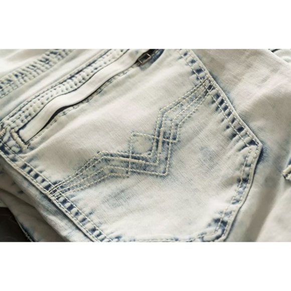 AFFLICTION HUNTER FALLEN FULTON DENIM SHORTS Biker - Picture 11 of 12